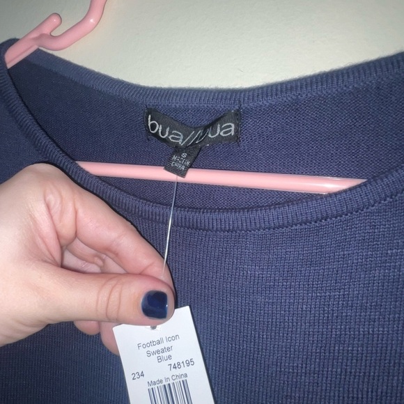 NWT Bua Bua Blue Football Sweater Size Small - Picture 2 of 6